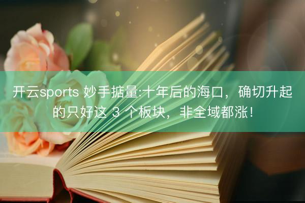 开云sports 妙手掂量:十年后的海口,确切升起的只好这 3 个板块,非全域都涨!