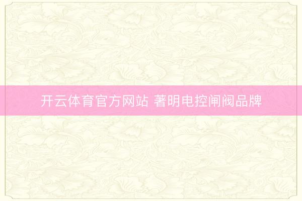 开云体育官方网站 著明电控闸阀品牌