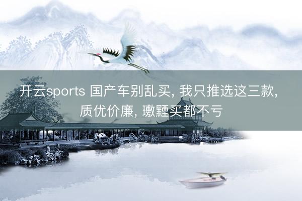 开云sports 国产车别乱买, 我只推选这三款, 质优价廉, 璷黫买都不亏